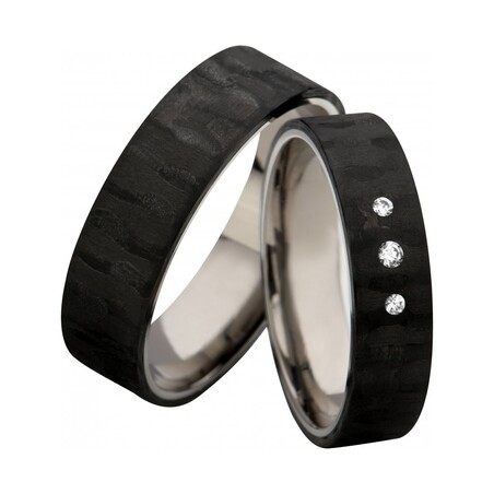 Obrączki karbonowe z tytanem i 3 cyrkoniami nr SW TC7-5