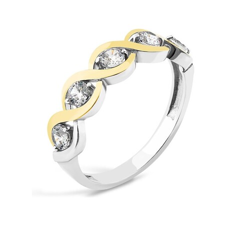 Srebrny pierścionek warkocz z cyrkoniami PX 723_AU375