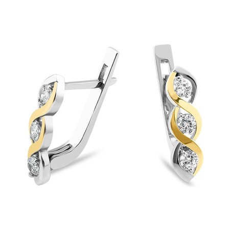 Srebrne kolczyki warkocz z cyrkoniami PX 723_AU375