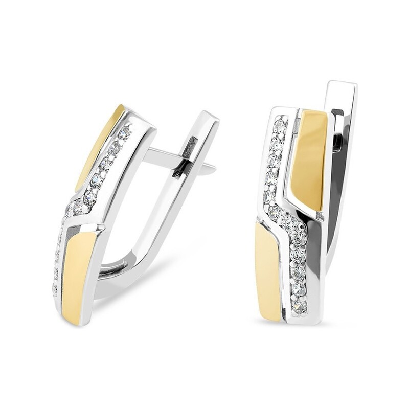 Srebrne Kolczyki Prostokąt z Cyrkoniami Ag925 - JubilerSezam.pl