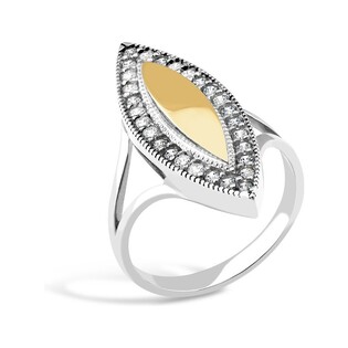 Srebrny pierścionek łódka z cyrkoniami PX 004_AU375