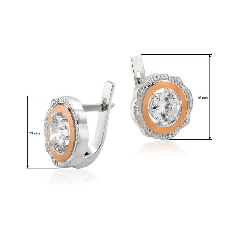 Srebrne kolczyki z cyrkonią + korona i koło DC 544_AU375