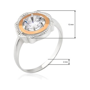 Srebrny pierścionek z  cyrkonią + korona i koło DC 544_AU375