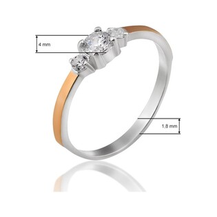 Pierścionek srebrny ze złotą blaszką i cyrkoniami  435_AU375