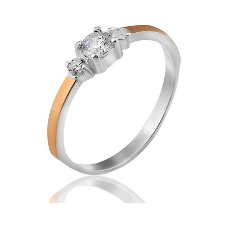 Pierścionek srebrny ze złotą blaszką i cyrkoniami  435_AU375