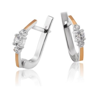 Kolczyki srebrne ze złotą blaszką i cyrkoniami DC 435_AU375