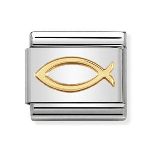 Element Link do bransoletki NOMINATION stalowy ze złotą rybą 18 karat 030105 08