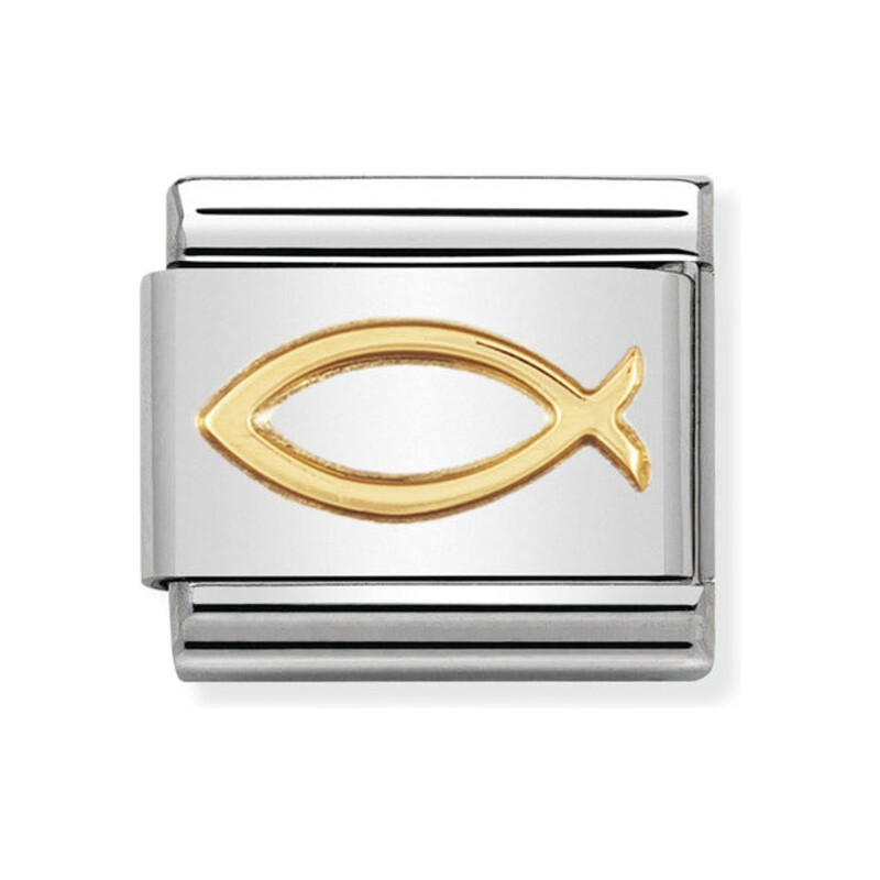 Element Link do bransoletki NOMINATION stalowy ze złotą rybą 18 karat 030105 08
