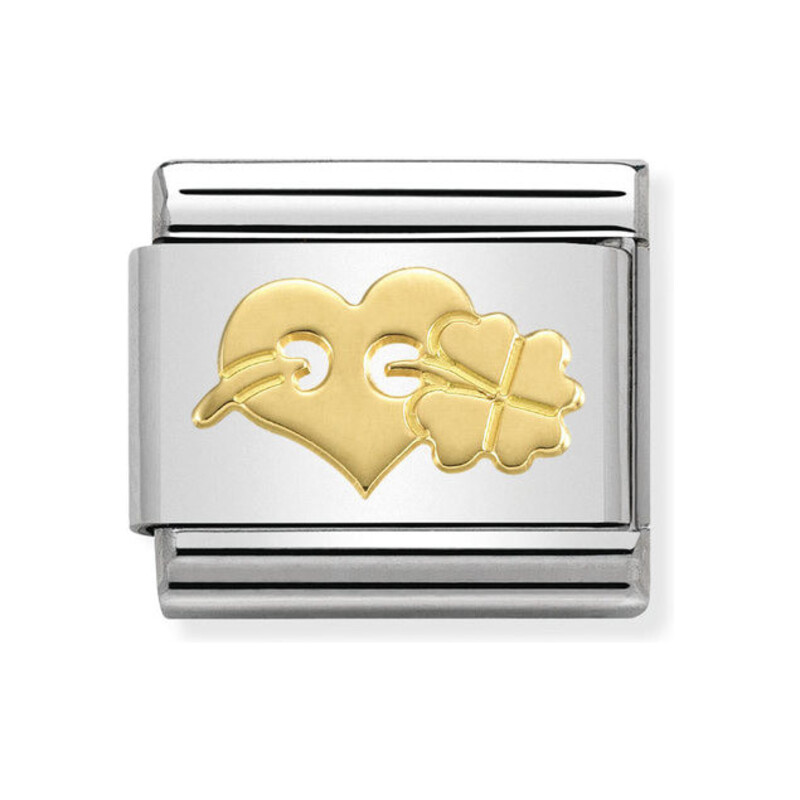 Element Link NOMINATION Composable 18K serce z koniczyną NP 030162 30 CC