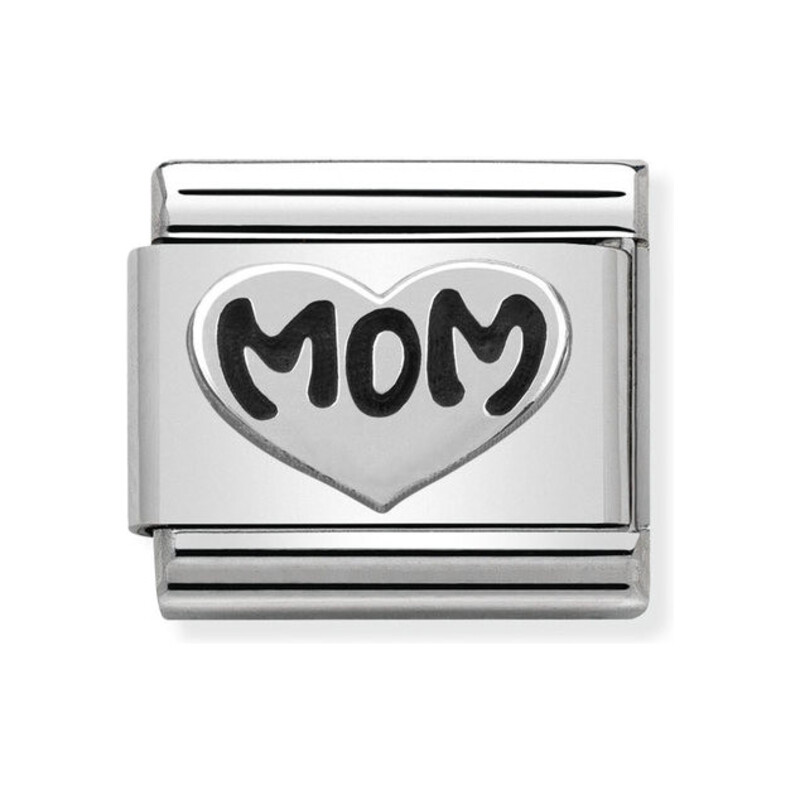 Element Link do bransoletki NOMINATION sere z napisem Mom 330101 10 stal i srebro 925