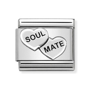 Element Link do bransoletki NOMINATION dwa serca i napis SOUL MATE 330101 38 stal i srebro 925