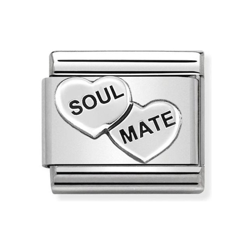 Element Link do bransoletki NOMINATION dwa serca i napis SOUL MATE 330101 38 stal i srebro 925
