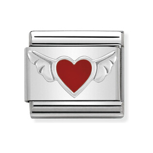 Element Link do bransoletki NOMINATION uskrzydlone serce 330202 01 stal i srebro 925