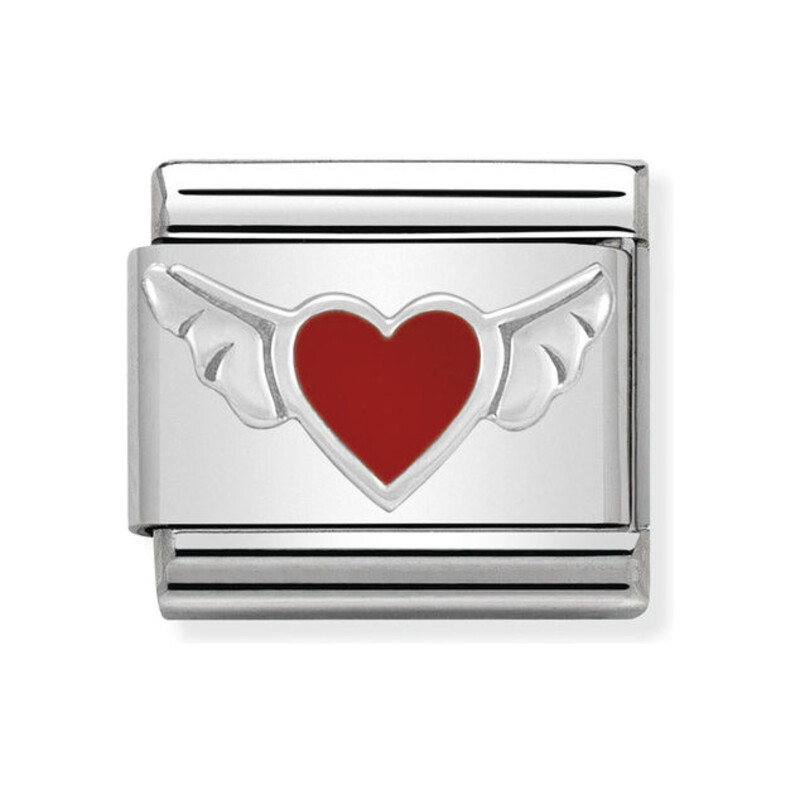 Element Link do bransoletki NOMINATION uskrzydlone serce 330202 01 stal i srebro 925