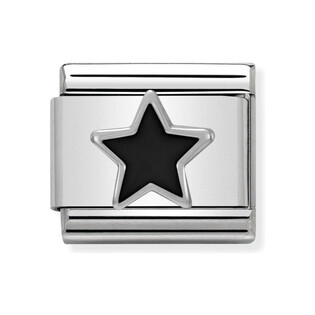 Element Link do bransoletki NOMINATION Gwiazka emalia czarna 330202 05 stal i srebro 925