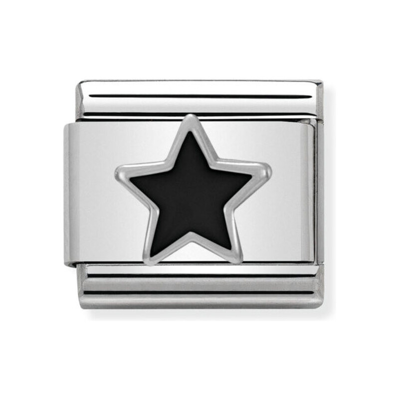Element Link do bransoletki NOMINATION Gwiazka emalia czarna 330202 05 stal i srebro 925