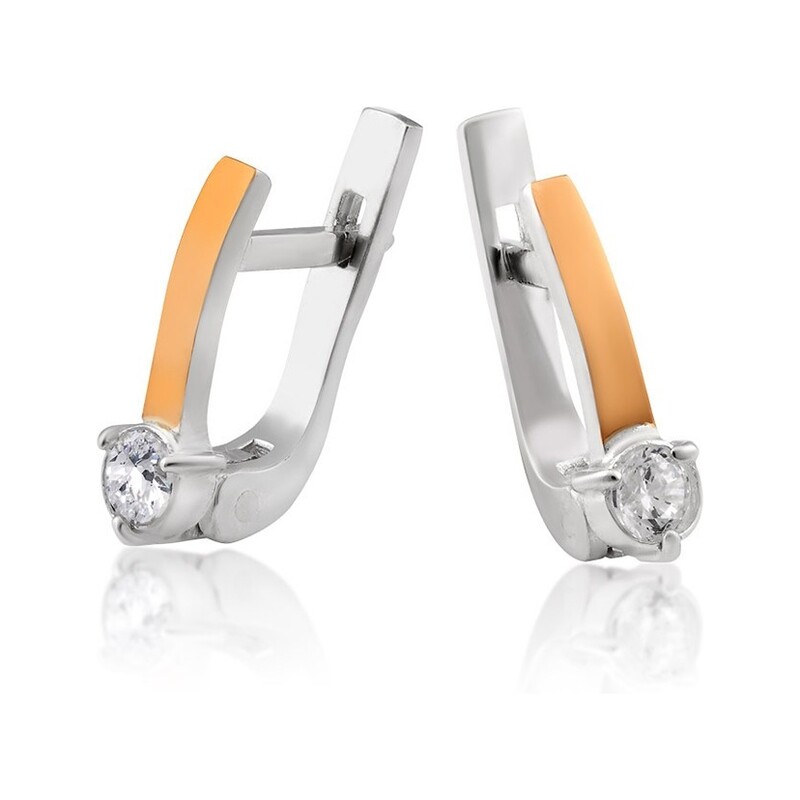 Srebrne kolczyki z cyrkonią + złota blaszka DC 425_AU375