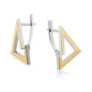 Srebrne kolczyki trójkąt 3D ramka DC 416_AU375