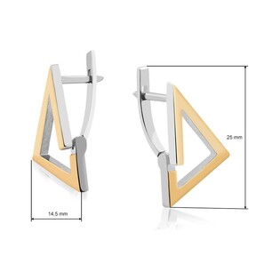 Srebrne kolczyki trójkąt 3D ramka DC 416_AU375