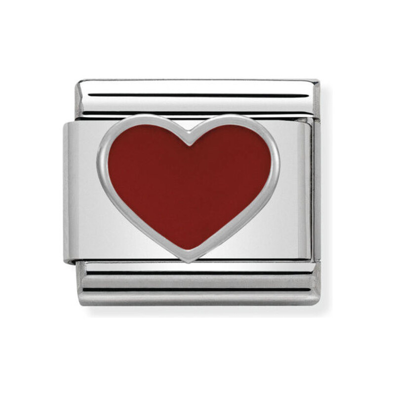 Element Link do bransoletki NOMINATION Composable  serce czerwone 330202 17 stal i srebro 925