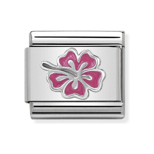 Element Link do bransoletki NOMINATION Composable różowy hibiskus 330202 24 stal i srebro 925