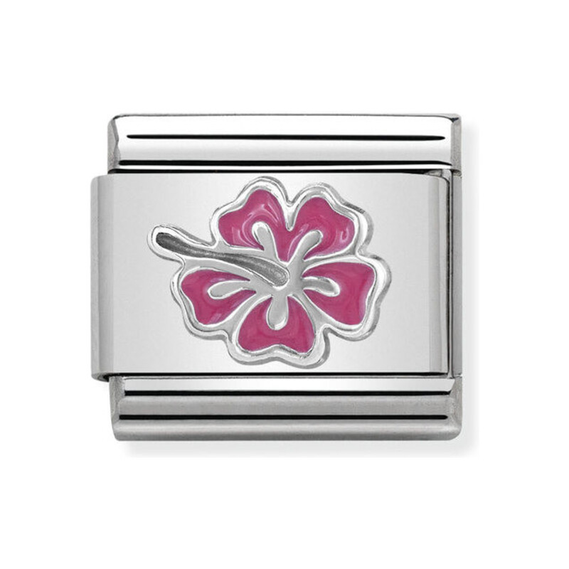 Element Link do bransoletki NOMINATION Composable różowy hibiskus 330202 24 stal i srebro 925