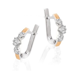  Kolczyki srebrne z cyrkoniami i złotymi blaszkami DC 102_AU375