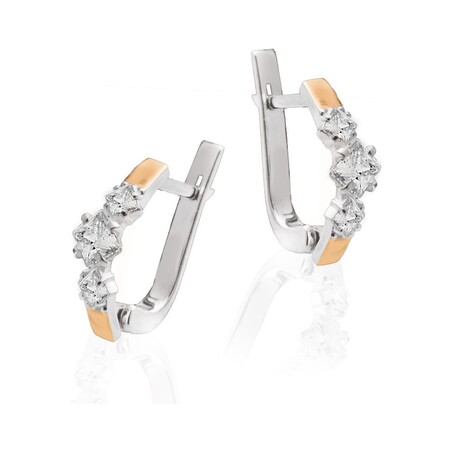  Kolczyki srebrne z cyrkoniami i złotymi blaszkami DC 102_AU375