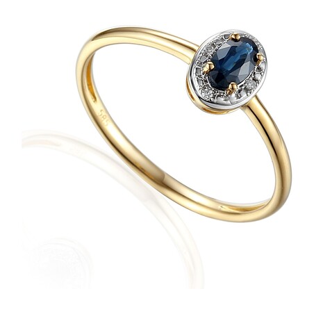 Pierścionek szafir  AW 60389 Y-SA owal Markiza próba 585 MARKIZA