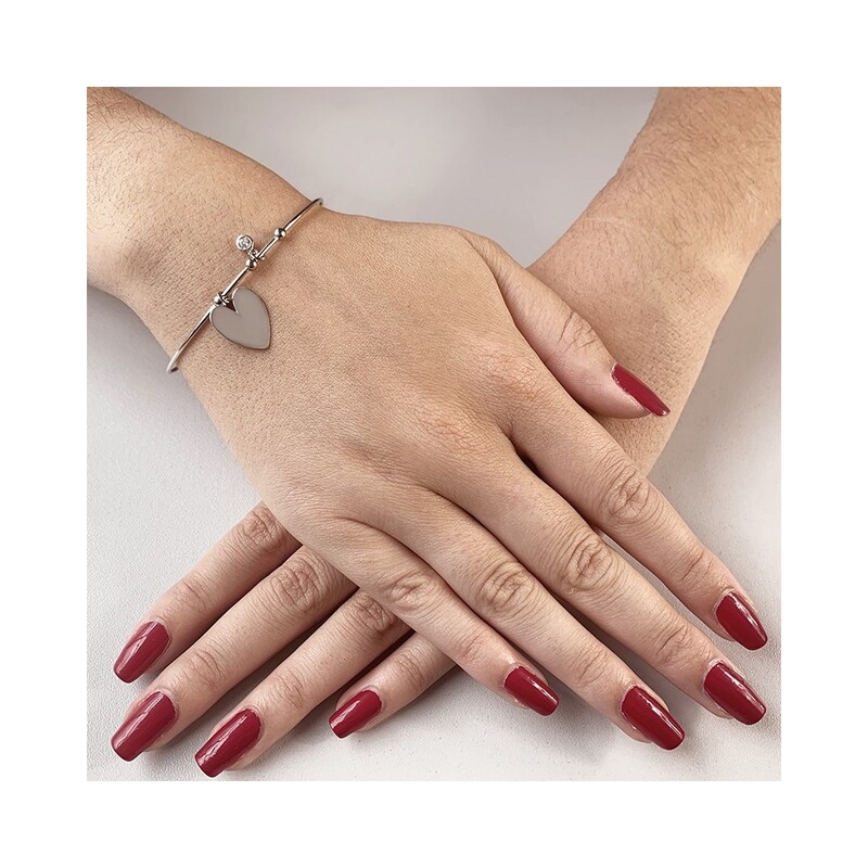 Bransoleta srebrna bangle z sercem i cyrkonią nr RT BR20499 ROD pRóba 925