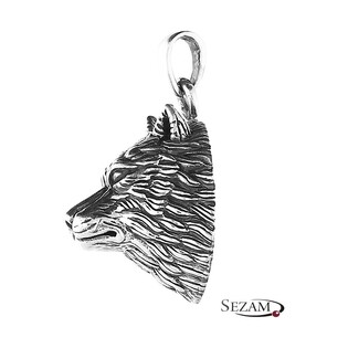 Srebrna zawieszka oksydowana głowa wilka NI XX22 próba 925