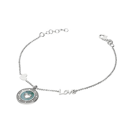 Bransoleta srebrna koło z masą perłową i sercem nr LOVE TA BRT9030 próba 925