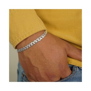 Bransoleta męska srebrna grawerowana typu pancer pave