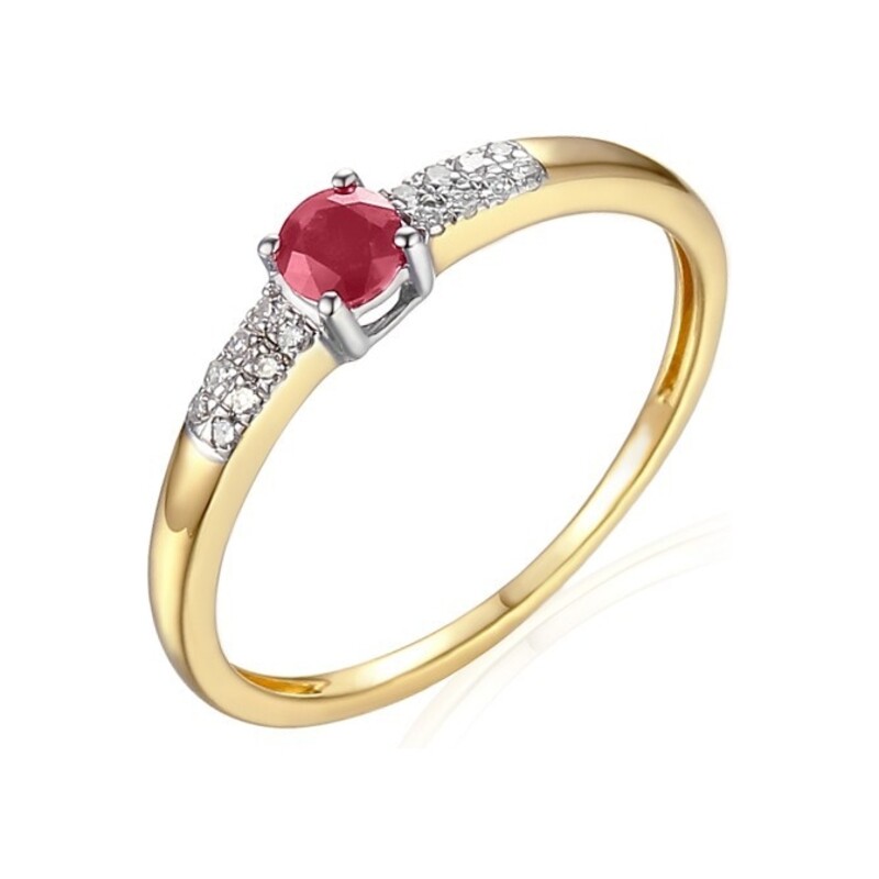 Pierścionek rubin 0,24ct+bryl 0,06ct AW 30620 YW-RU okr.Line 2r próba 585