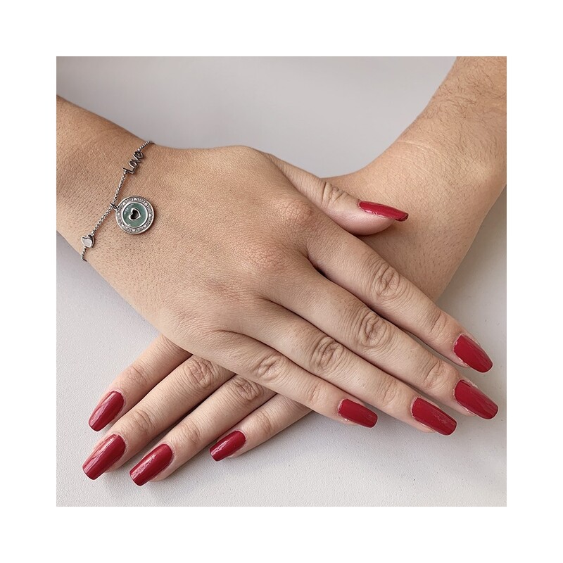 Bransoleta srebrna koło z masą perłową i sercem nr LOVE TA BRT9030 próba 925