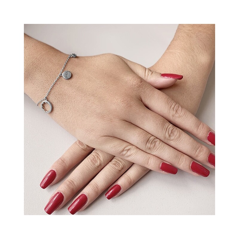 Bransoleta kwiat w kole+koło LUCK+cyr gł.op HS658 próba 925