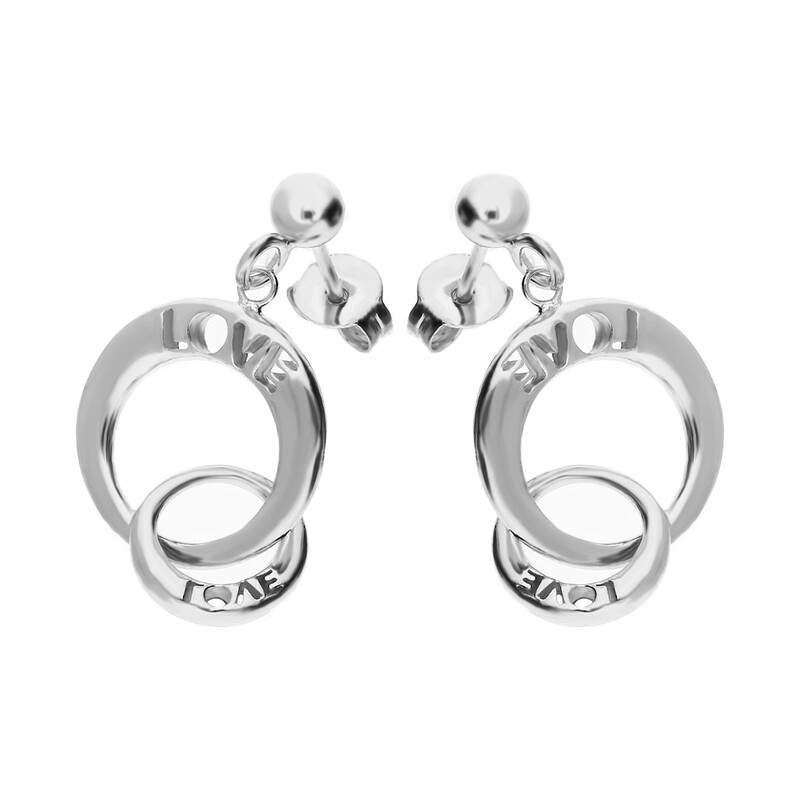 Kolczyki klanówka LOVE  kółko nr TA ORT7804 próba 925