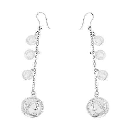 KOlczyki sRebRne wiszące mOnety/bigiel RT OR22016 ROD pRóba 925