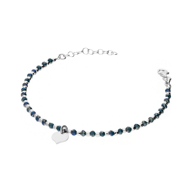 Bransoletka srebrna serce wiszące nr PW 58-19 R niebieski próba 925