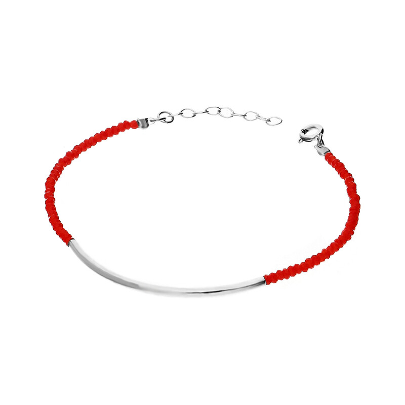 Bransoletka srebrna z blaszką nr AG SR 337 czerwony próba 925