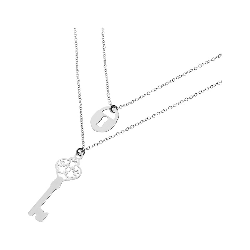 Naszyjnik srebrny z zawieszką klucz + serce nr NI497 próba 925