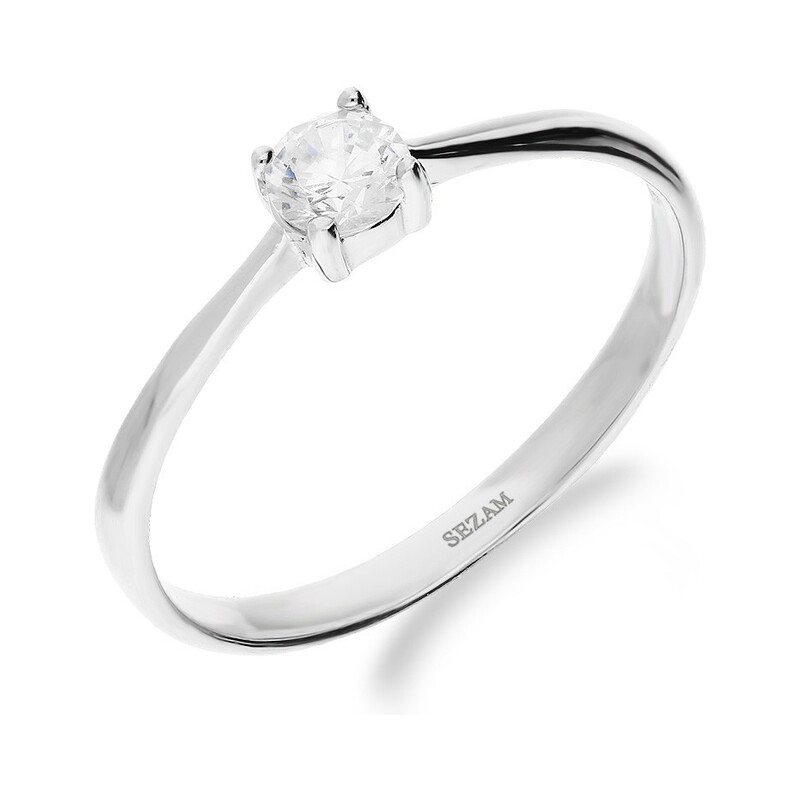 Pierścionek cyrkonia 4ł 4mm soliter HS948 próba 925