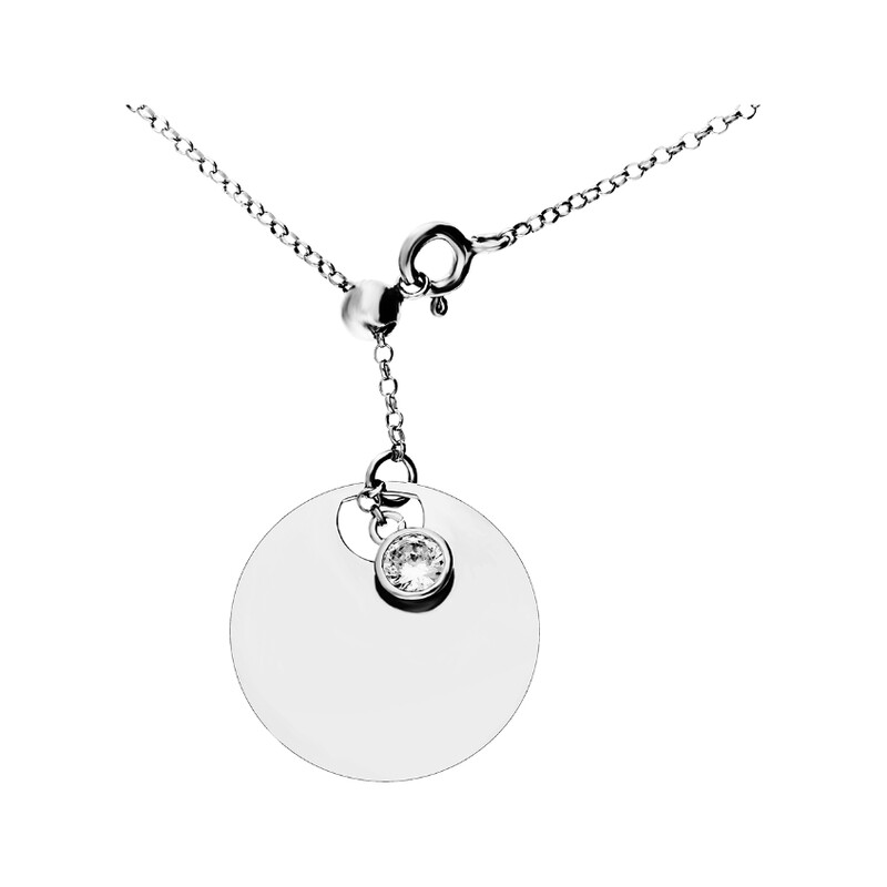 Naszyjnik srebrny koło blask i pojedyncza cyrkonia/rolo RT CL23278 ROD pRóba 925