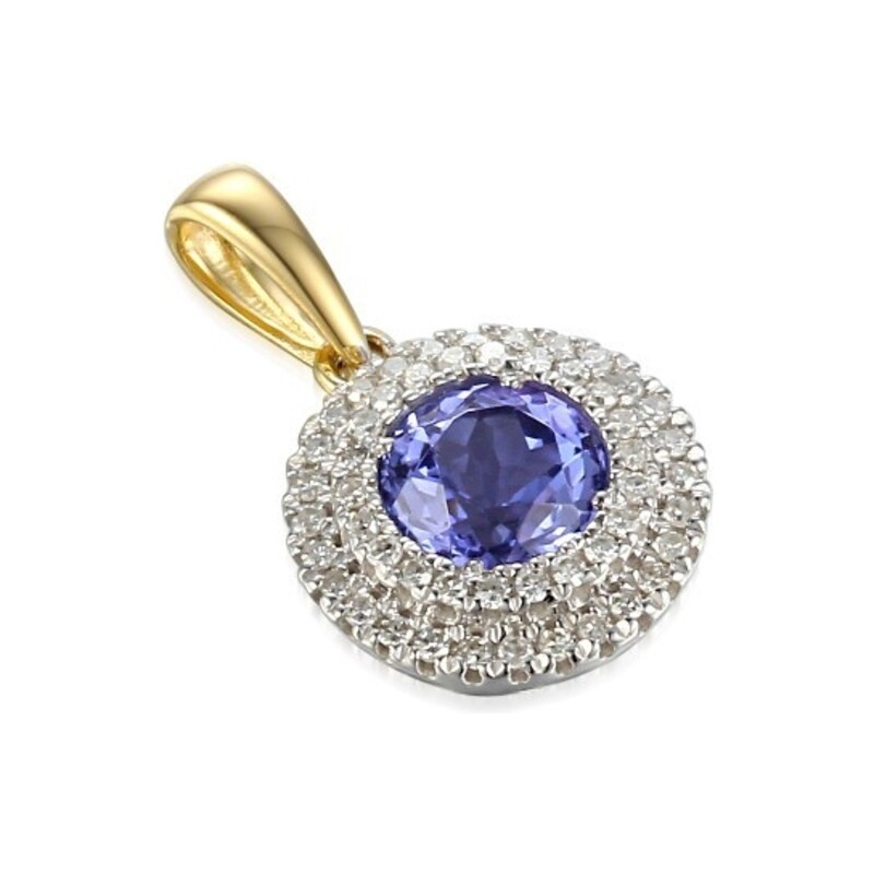 Zawieszka złota z diamentami i tanzanitem nr AW 57736 YW-TA okr.Markiza 2r