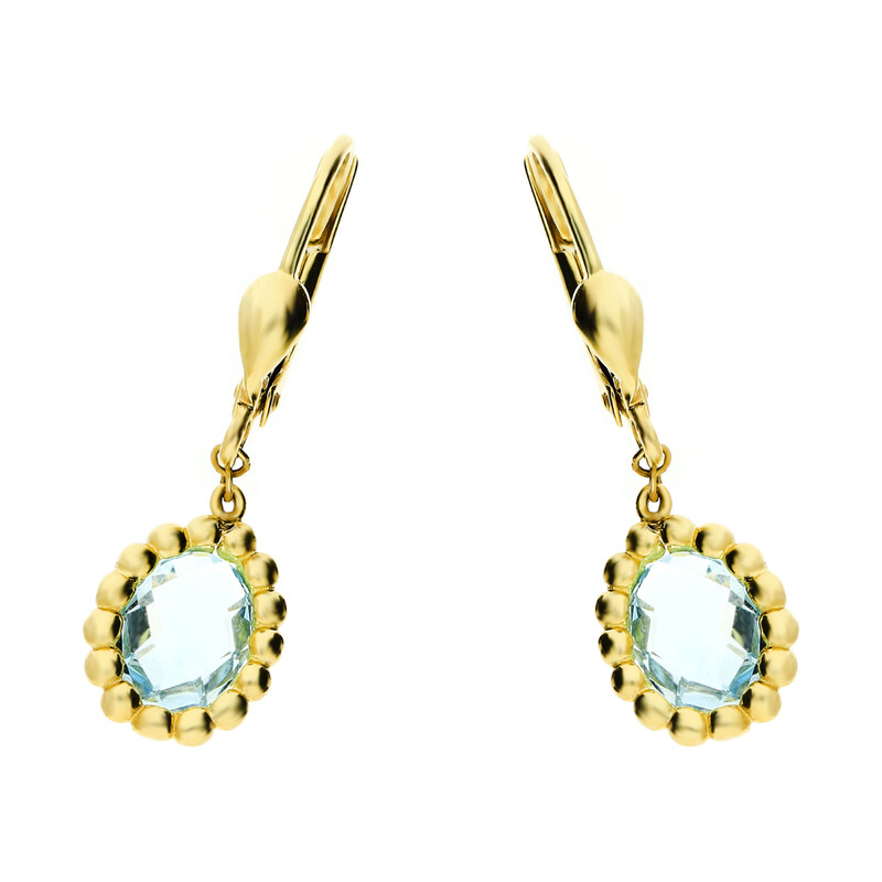 Kolczyki złote topaz imitacja/bigiel zam. nr. AR KR(5-2)E0523-SB próba 585   