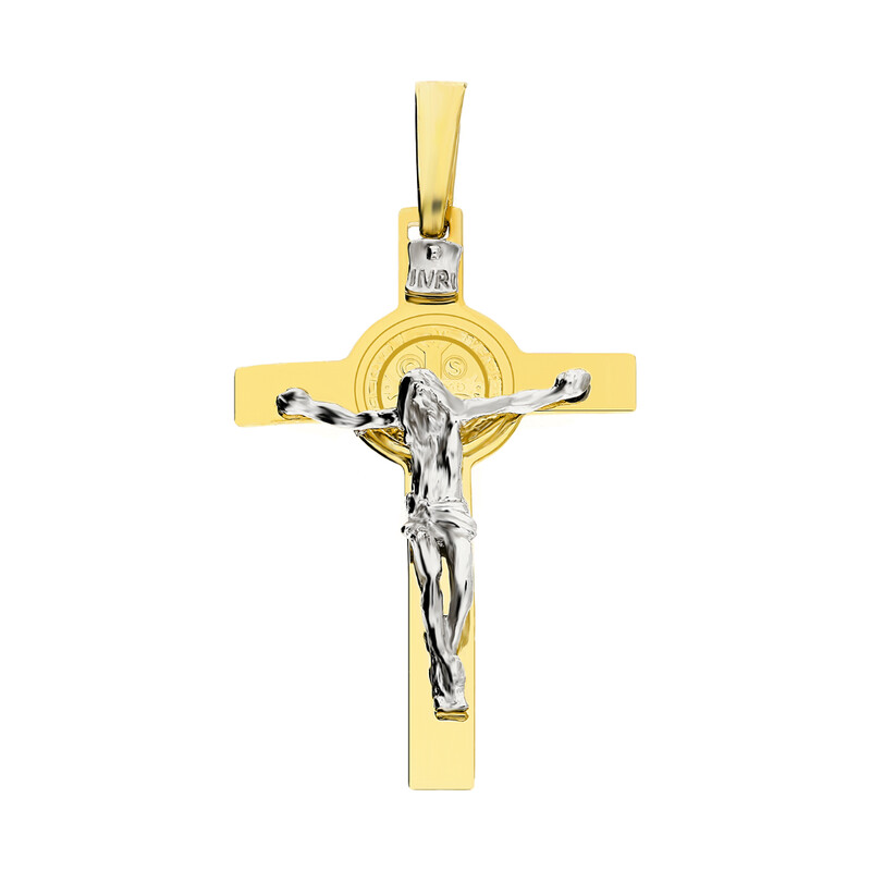 Krzyżyk złoty Benedyktyński dwukolorowy nr S3 H-010 próba 375