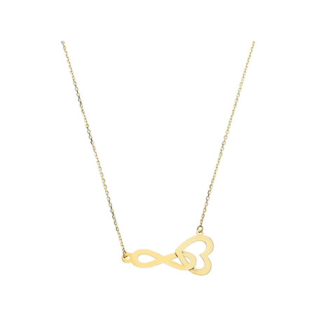 Naszyjnik złoty serce ze znakiem nieskończoności
