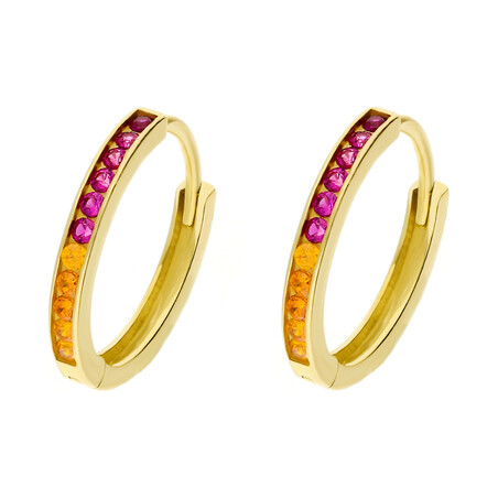 Kolczyki złote kółka z kolorowymi cyrkoniami/zatrzask MZ T5-E-HG-8-CZ-15mm 2mm-MUL próba 585