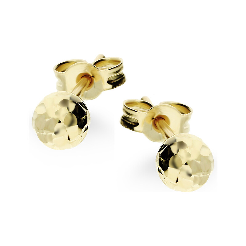 Kolczyki złote kulki 4 mm grawerowane disco zapinane na sztyft