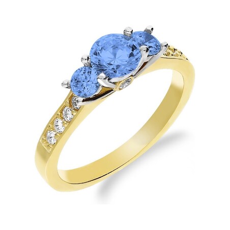 Pierścionek złoty z jasno niebieskimi cyrkoniami nr NB 501505 AKM próba 375